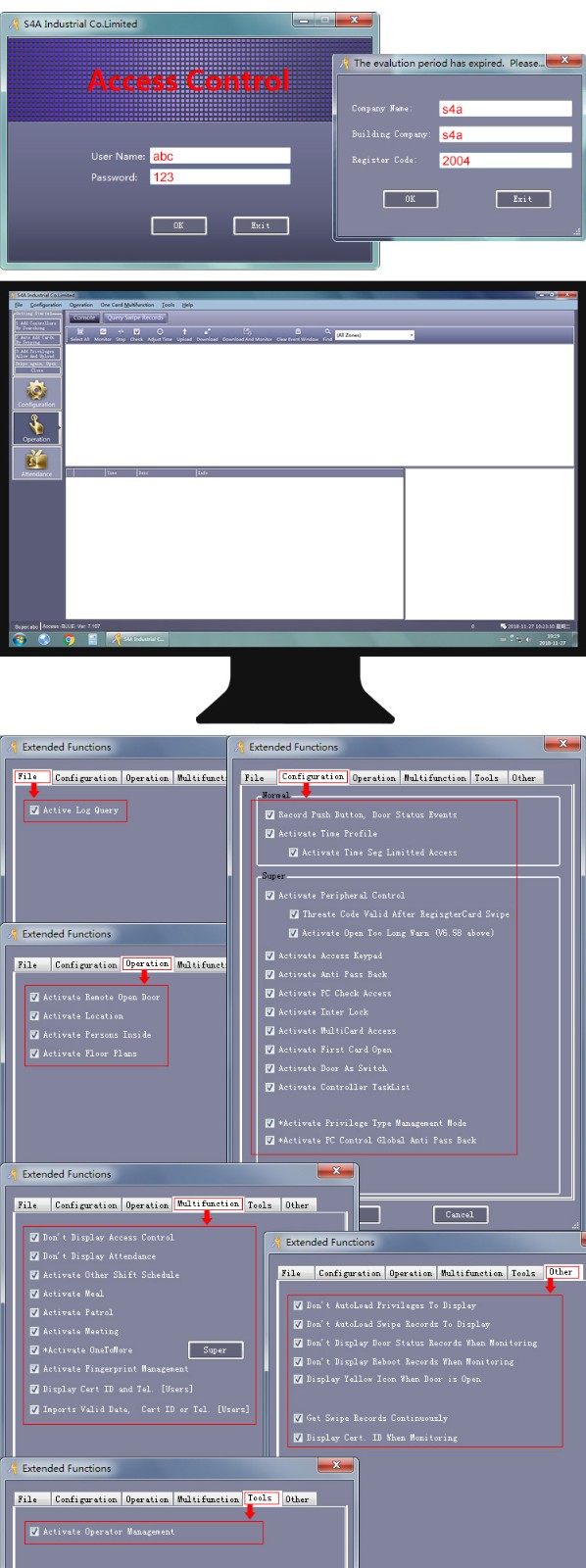 Painel de controle de rede