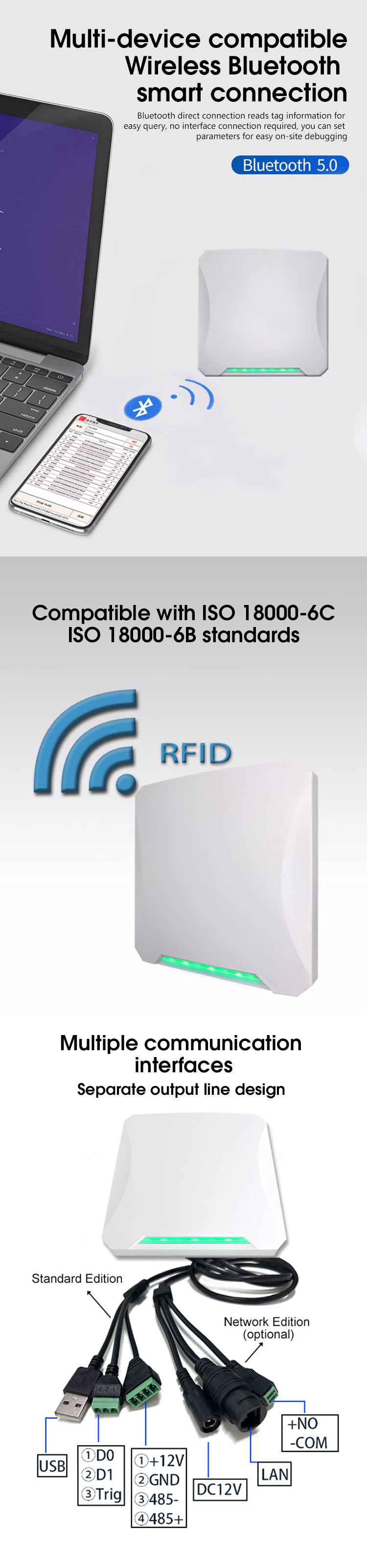 Leitor de cartão RFID UHF 15m