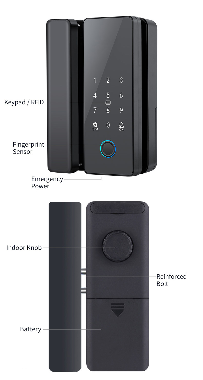 Fechadura inteligente para porta de vidro